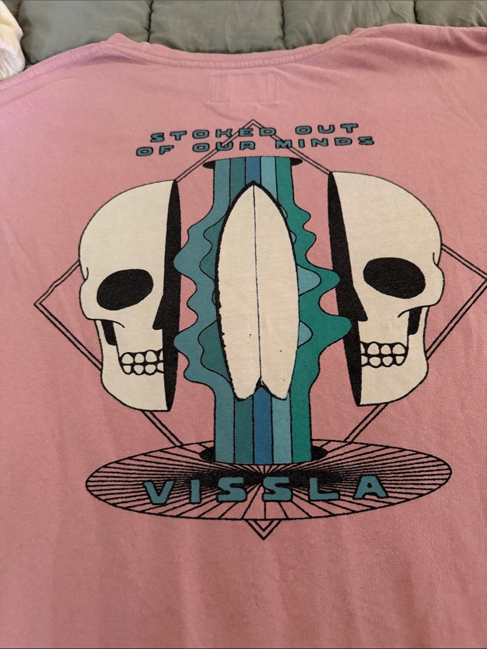 VISSLA Light Pink Pocket Tee with Embroidered Logo